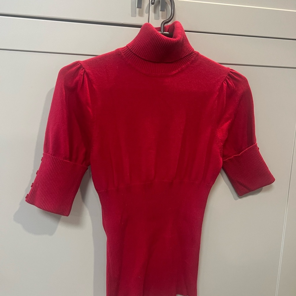 Suzy Shier Red Turtleneck Top